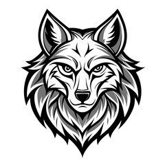 Obraz premium Black and White Wolf Head Line Art Vector Illustration