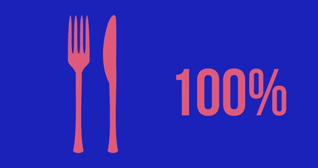 Cutlery shape and increasing percentage filling with colour 4k