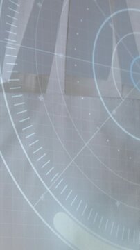 Vertical video: HUD tracking blue shape entering and exiting right side, marking curtain seam