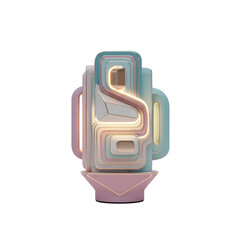 Layered pastel abstract sculpture isolated on a transparent background