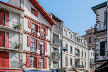 Traditional Basque Architecture and Red Shutters in Saint-Jean-de-Luz, France