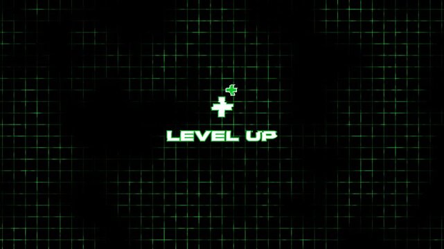 Futuristic Green Glitch Level Up Text Animation