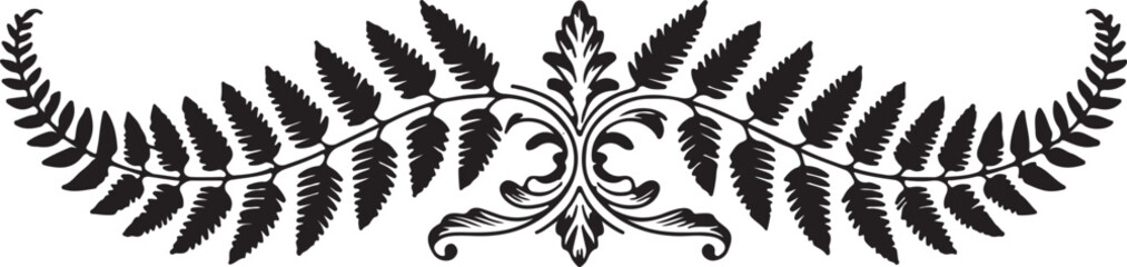 Obraz premium Elegant Black Fern Leaf Decorative Flourish Vector Element for Design Projects