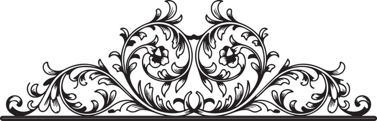 Obraz premium Grand Vintage Flourish Vector with Scrollwork and Elegant Floral Accents - Black and White