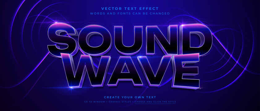 Futuristic 3D purple and blue Sound Wave text effect
