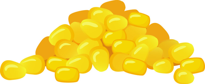 Yellow sweet corn kernels forming a pile