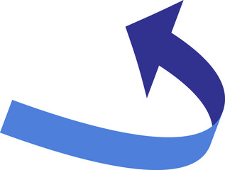 Blue arrow curving upwards indicating return process