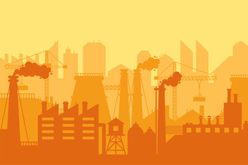 Industrial city landscape showing factories and pollution