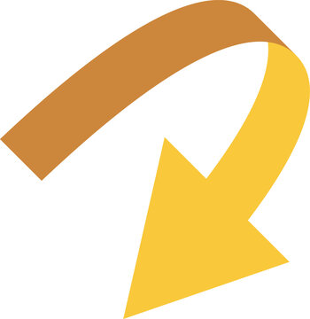 Curved downward arrow showing direction turning point