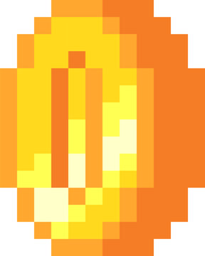 Golden pixel art coin reflecting light