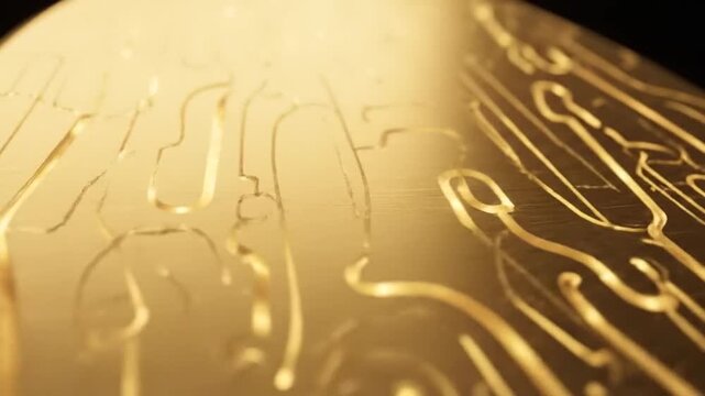 Luxury gold circuit board pattern closeup