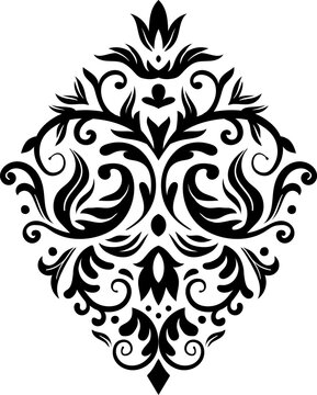 Design element with elegant damask ornate scroll pattern