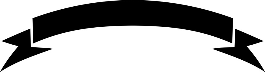 Black curved ribbon scroll banner graphic element