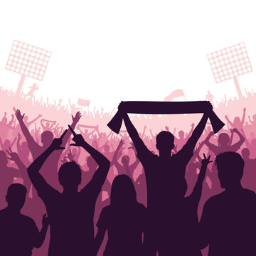 Energetic Crowd of Fans Cheering at a Lively Sports Event or Concert
