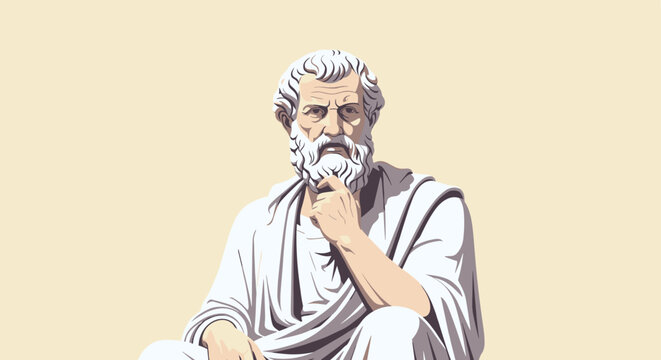 Ancient Greek philosopher Socrates depicted in a thoughtful pose with his hand on his chin
