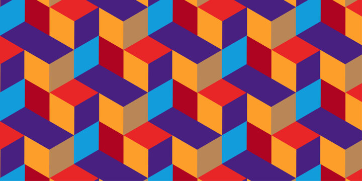 seamless geometric pattern cube colorful hexagon polygonal art box design creative diamond wall and mosaic wallpaper .