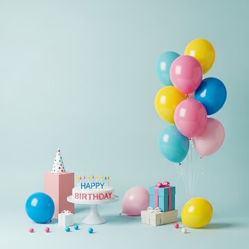 Colorful helium balloons on retro pastel background birthday celebration and baby shower decor minimal creative idea for party event decor balloon backdrop decoration celebration party background birt