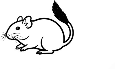 Obraz premium A simple black and white line drawing of a chinchilla on a white background