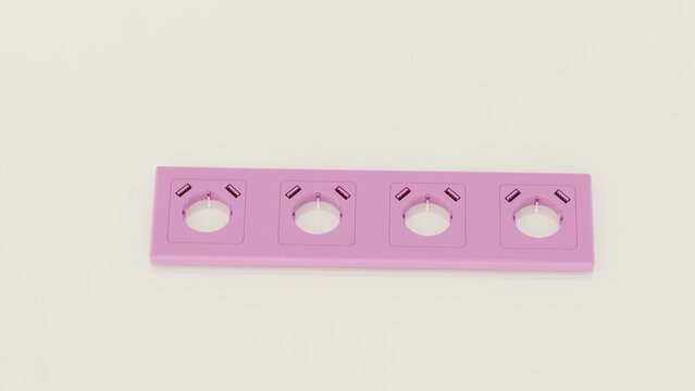 Professional 4-way 220V power outlet strip with 8 integrated USB charging ports. Multi-socket extension hub for home office, workstation, and high-speed device charging.