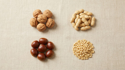 Traditional Nuts with Copy Space on Fabric