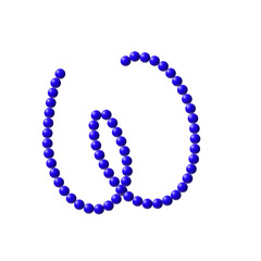 A blue beaded necklace on a transparent background