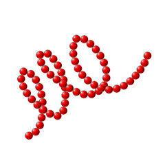 A strand of red beads on a transparent background