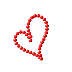 A heart shape made of red beads on transparent background