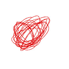 A vibrant red scribble on a transparent black background on transparent background