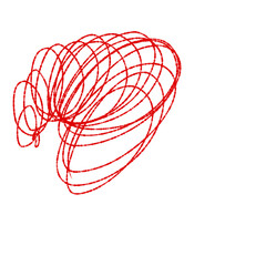 A vibrant red scribble on a transparent black background on transparent background