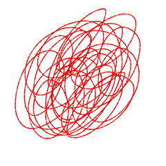 A vibrant red scribble on a transparent black background on transparent background
