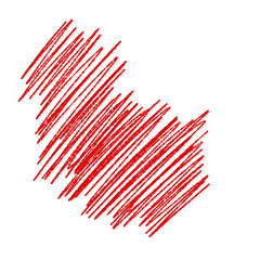 A vibrant red abstract design on a transparent background