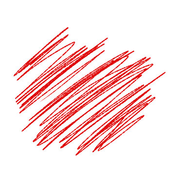 A vibrant red scribble design on a solid black background on transparent background