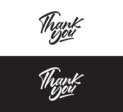 Vector Thank You Handwritten Brush Script Lettering Typography