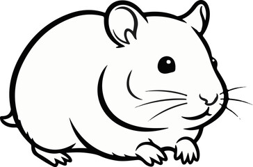 Obraz premium A simple black and white illustration of a plump hamster