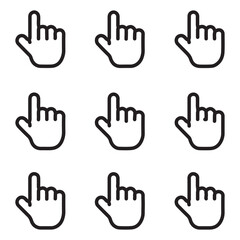 Obraz premium Pointing hand cursor icons collection