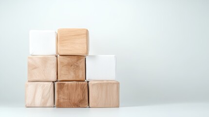 Obraz premium A visually appealing arrangement of wooden blocks creates a sense of structure and playfulness while invoking creativity and the joy of childhood.