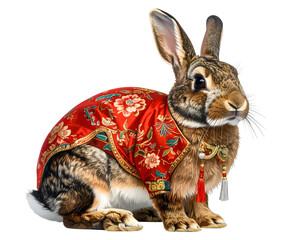 Chinese zodiac rabbit isolated on transparent background