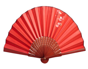 Red hand fan isolated on transparent background