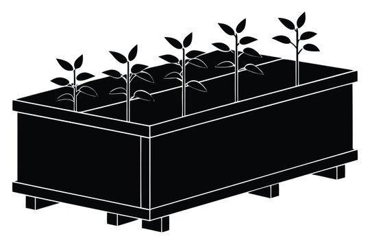 modular planter box system silhouette vector illus