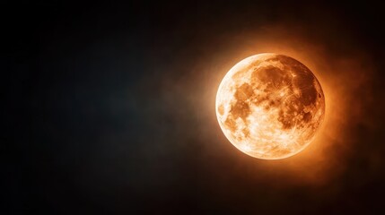 Fototapeta premium A glowing full moon shines brightly against the dark night sky, creating a magical atmosphere that evokes feelings of wonder, serenity, and connection to the universe.