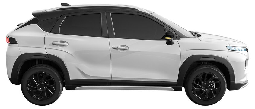 Side view white SUV car