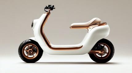 This image features a sleek white electric scooter with a unique design, showcasing its stylish curves and modern aesthetic appealing to urban commuters and enthusiasts.
