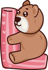 Cute teddy bear holding letter L for love valentines design