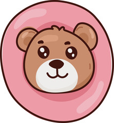 Obraz premium Teddy bear face round badge cute valentine icon sticker