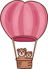 Teddy bear in hot air balloon cute valentines travel sticker