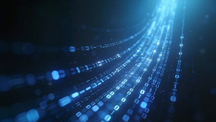 Binary code data stream in digital space