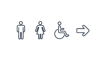 Diverse Restroom Signs with Arrow Direction Vector Illustration © Abirex