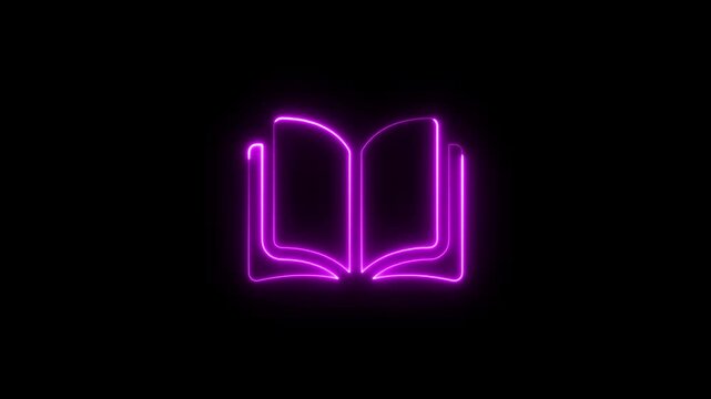Abstract glowing neon notes icon animation with dark background. Futuristic glowing neon notes icon with smooth animated.