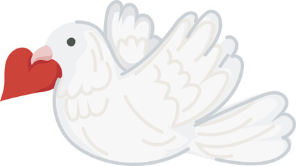 White dove with heart cute valentines peace sticker