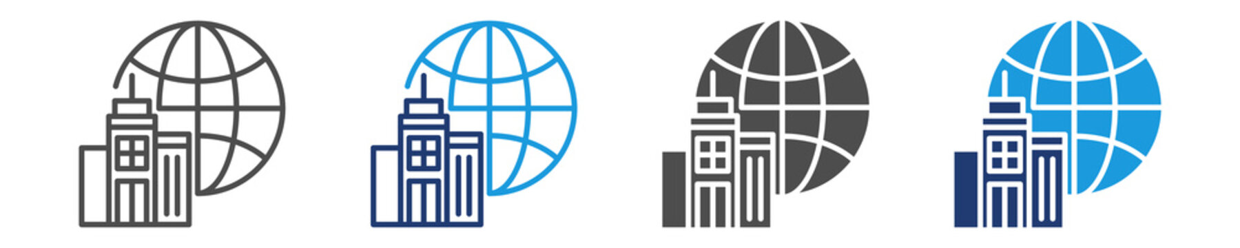 multinational corporations icon set multiple style